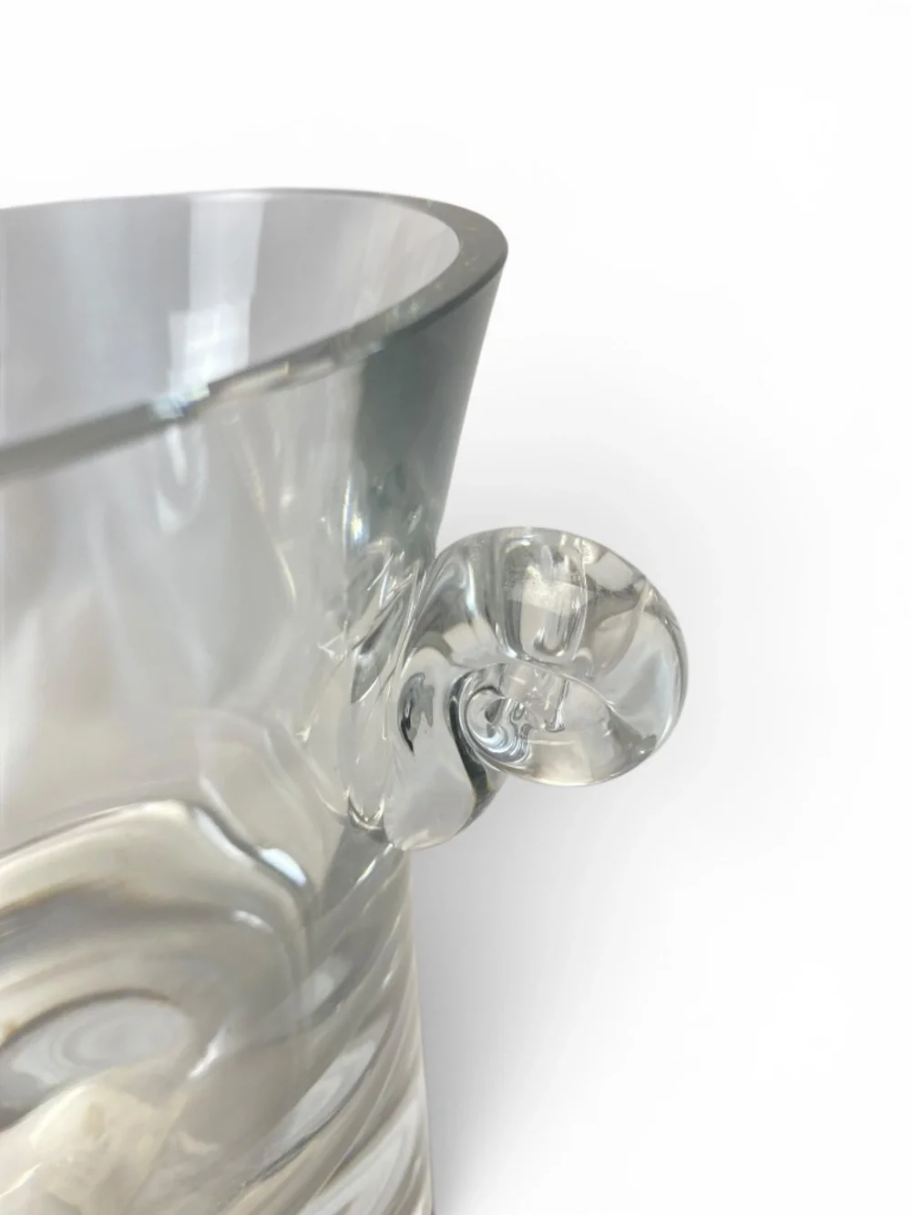 Pottery Barn Glass Ice Bucket Scrolled Handle